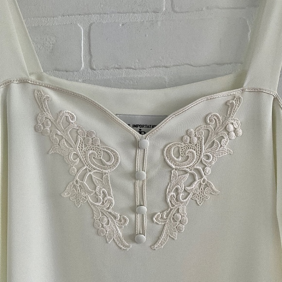Vintage Cami lace Floral Embroidered Sweetheart neckline Vanilla white 3X - Picture 4 of 8